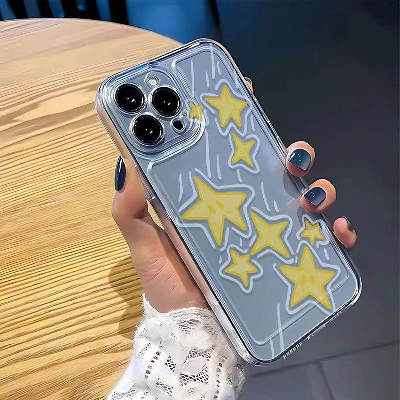 Желтый Метеор Милая Звезда Мультяшный Чехол Для Телефона Для IPhone 17 Pro Max Air 16E 15 14 13 12 11 Y2K Мягкая Задняя Панель Прозрачный Чехол