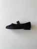 Circle Ballerina Flat Shoes (Black Satin)