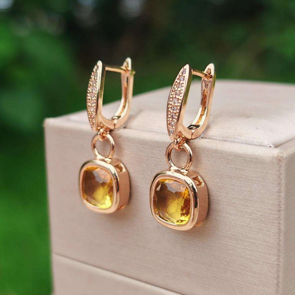 1 пара модных 5-цветных квадратных висячих сережек для женщин с кубическим цирконием, украшения на каждый день, аксессуары для вечеринок