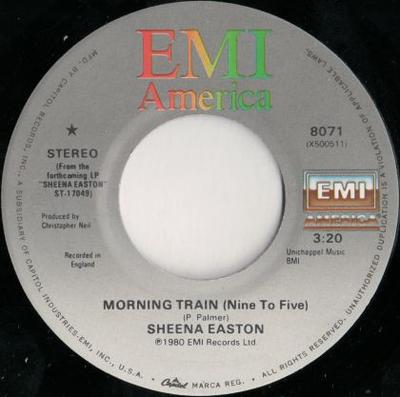7-дюймовая пластинка SHEENA EASTON - Morning Train (С девяти до пяти) 8071 EMI America 1981 США Танцевальная и Электронная Бывший в употреблении
