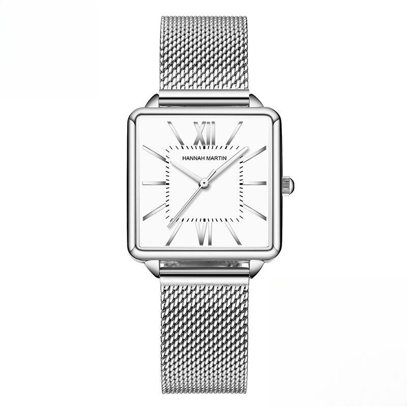 Японский кварцевый механизм Зеленый циферблат Римские квадратные часы Корпус Модные наручные часы Женские часы Розовое золото для женщин AVE