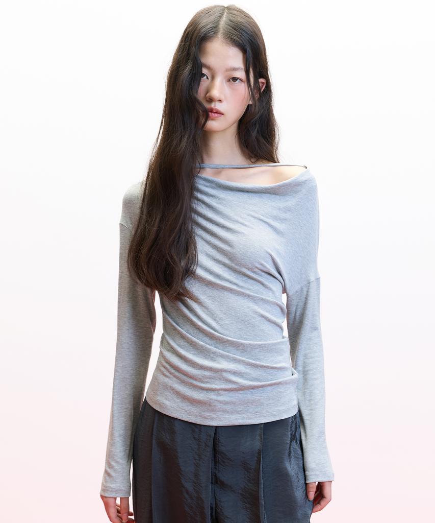 HAE BY HAEKIM [Atelier] Топ с драпировкой на бретельках_Серый