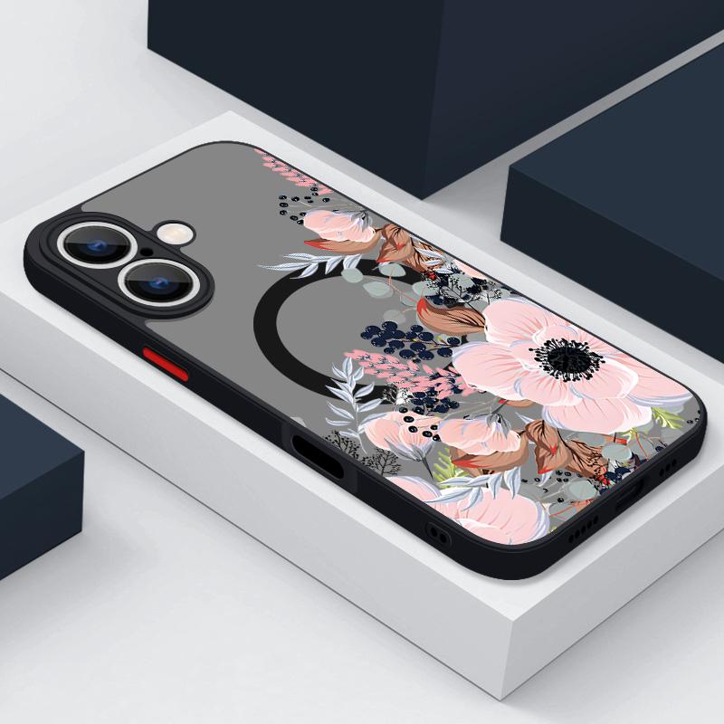 Красивый цветочный узор для чехла Magsafe для iPhone 16 Pro Max 15 14 Plus 13 12 Pro 11 8 7 прозрачный матовый ударопрочный мягкий тонкий магнитный чехол для телефона