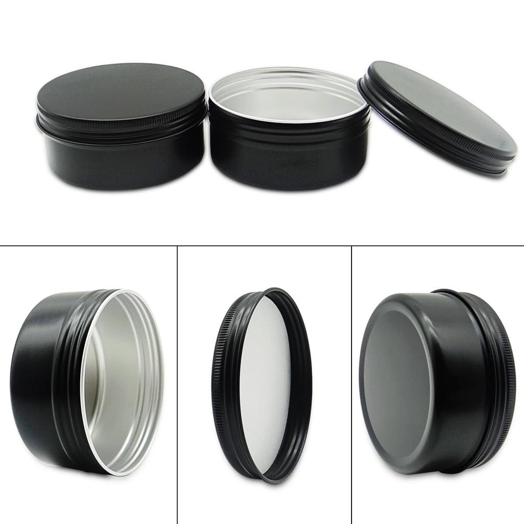 Wopanxye 6 упаковок по 5 унций, черная алюминиевая банка, косметический крем, тени для век, мазь, блеск для губ, чайная свеча, многоразовый контейнер, банки для краски, алюминиевая банка