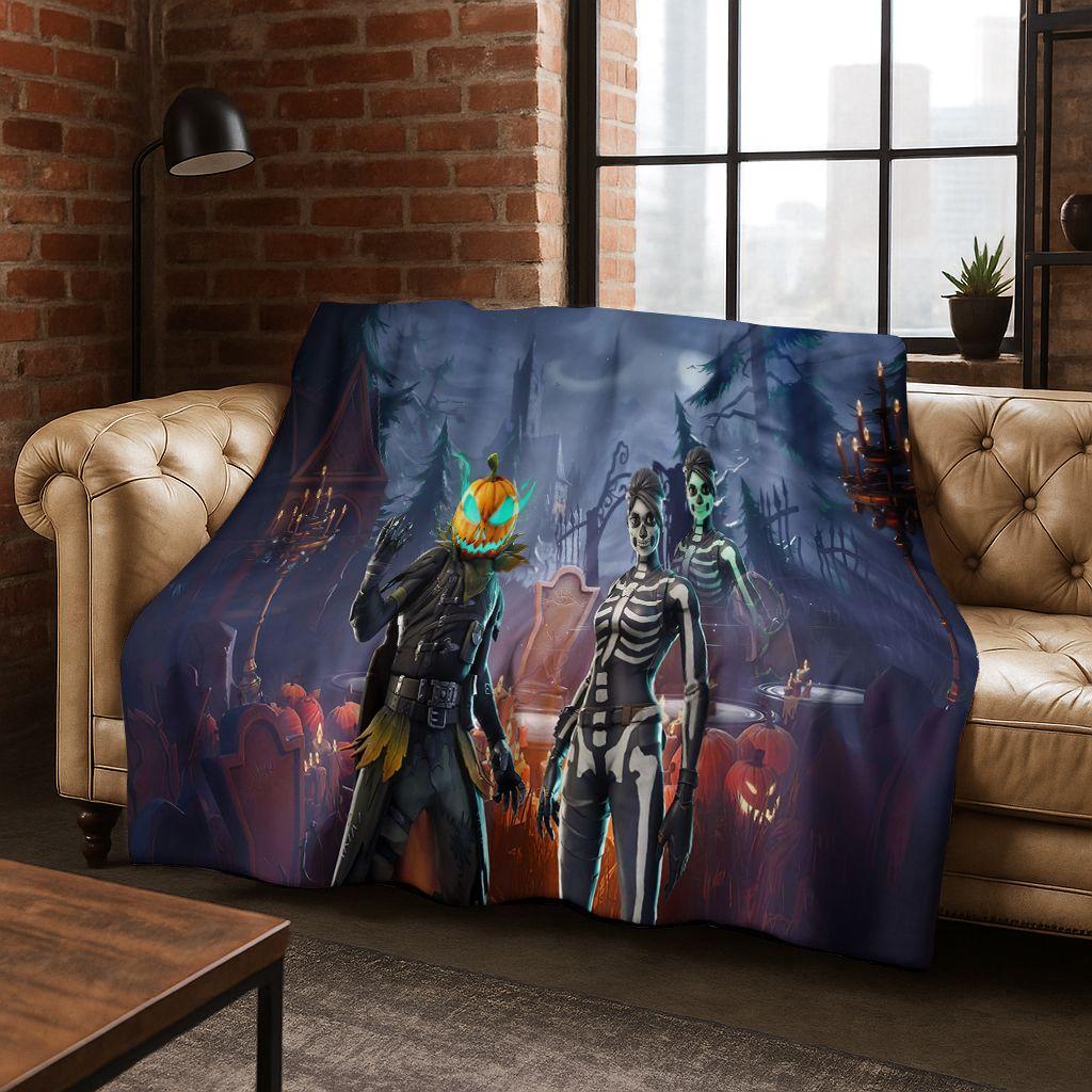 3D F-Fortnite Game Cartoon Flannel Blanket Soft Warm Throw Blanket for Bed Bedroom Room Living Room Travel Camping Kids Gift