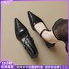 Pointed Single Shoes Women's Thick Heel with High Heels Temperament Silver Mary Jane Shoes