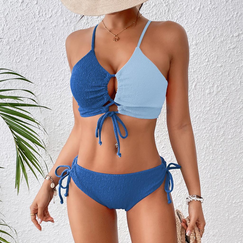Women's Solid Swimwear Sense Bikini With Chest Pad No Steel Bra Swimwear
