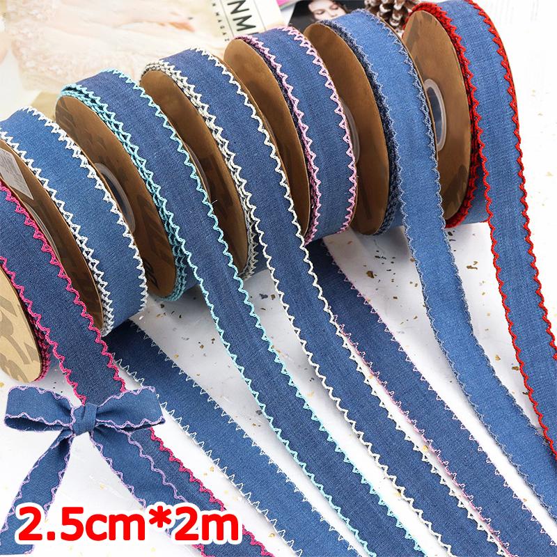 2 м Джинсовая лента с аккуратными краями для DIY, легко режется, винтажная ткань, прочные аксессуары, прочная, с крючками, гибкая