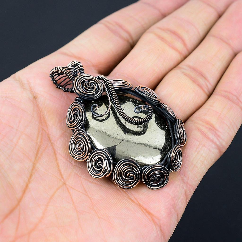 Ювелирные изделия золотого обруча медной проволоки драгоценного камня пирита апача Хандмаде привесные для подарка