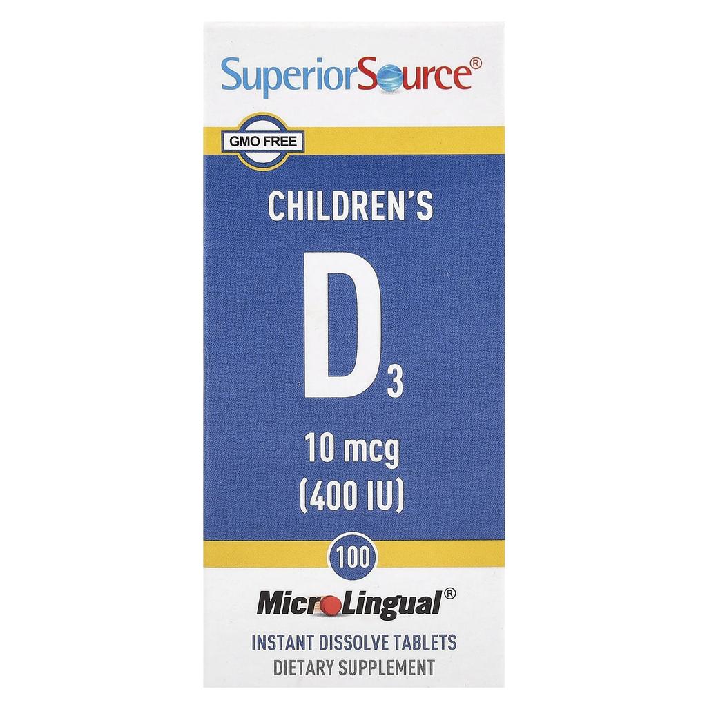 Children's D3, 10Mcg(400Iu), Microlingual® Instant Dissolve Tablets, 100 Tablets