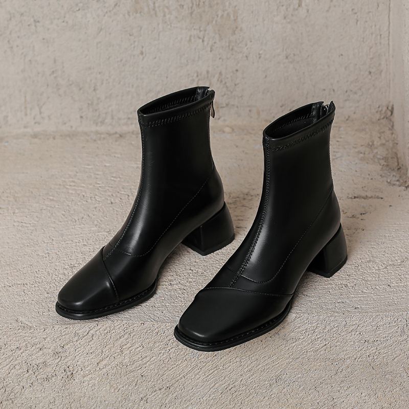 Krazing Pot Микрофибра Осенне-зимняя обувь Толстый средний каблук Размер 43 Ботинки челси Абрикосовые Ботильоны на молнии