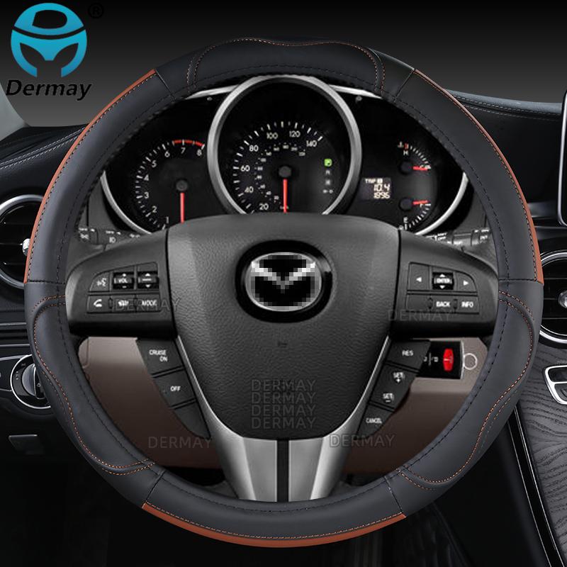 Для Mazda CX3 CX4 CX5 CX6 CX7 CX8 CX9 CX30 CX50 CX60 CX70 CX80 CX90 Чехол на руль автомобиля из натуральной кожи Автоаксессуары