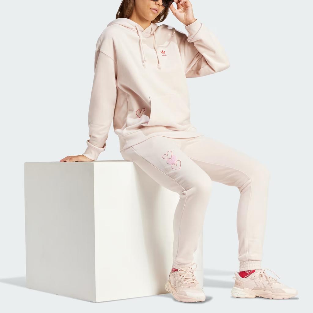 Adidas Solid Color Comfortable Hoodie Women Tops Light-Pink IS5203