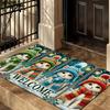 Christmas Cat Welcome Mat, Festive Flannel Absorbent Machine Washable Indoor Outdoor Rug for Multi-Room Holiday Decor