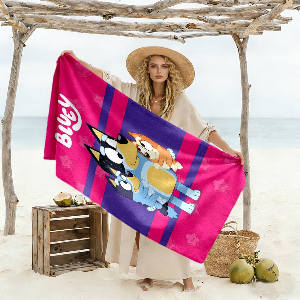 Bluey Bingo Adventure Durable Beach Towel Foldable erfect for Travel Beach Swimming Fashion Lovers Birthday/Christmas Gift