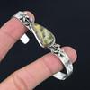 925 Sterling Silver Pear Natural Bumble Bee Jasper Unique Flower Bangle Bracelet