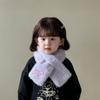Casual Anti-Cold Neckerchief Korean Style Kids Plush Scarf Cute Children's Cross Scarves  Outdoor