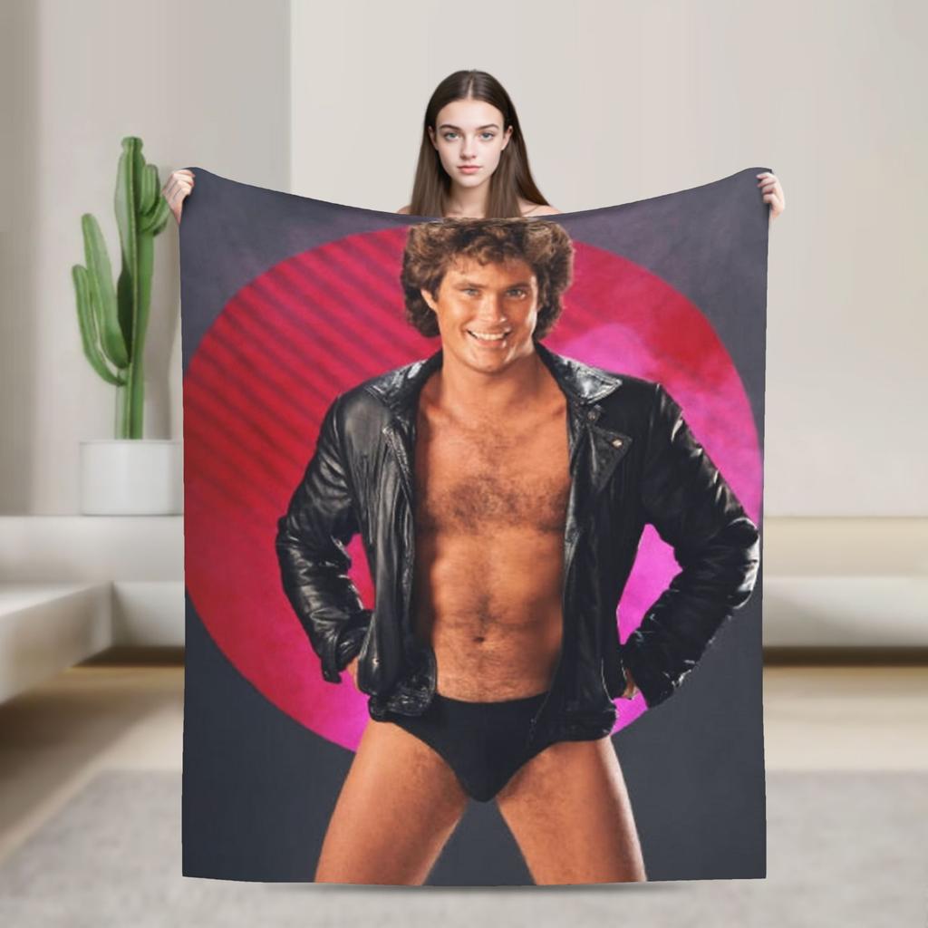 David Hasselhoff Flannel Blanket Super Warm Throw Blanket for Couch Chair Decorative Street Trend Bedspread Sofa Bed Cover