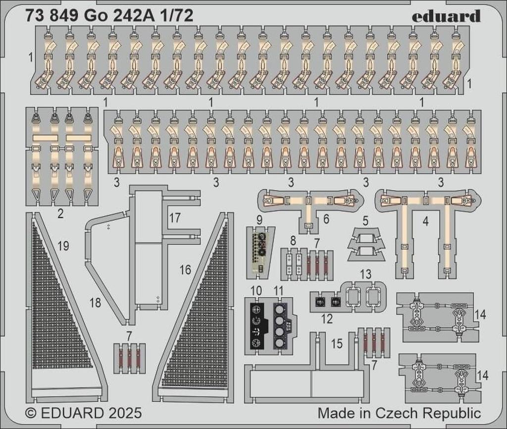Эдуард 1/72 Масштаб Go242A Фототравление (для ИБГ) Пластиковая сборная модель EDU73849 (Самолет)