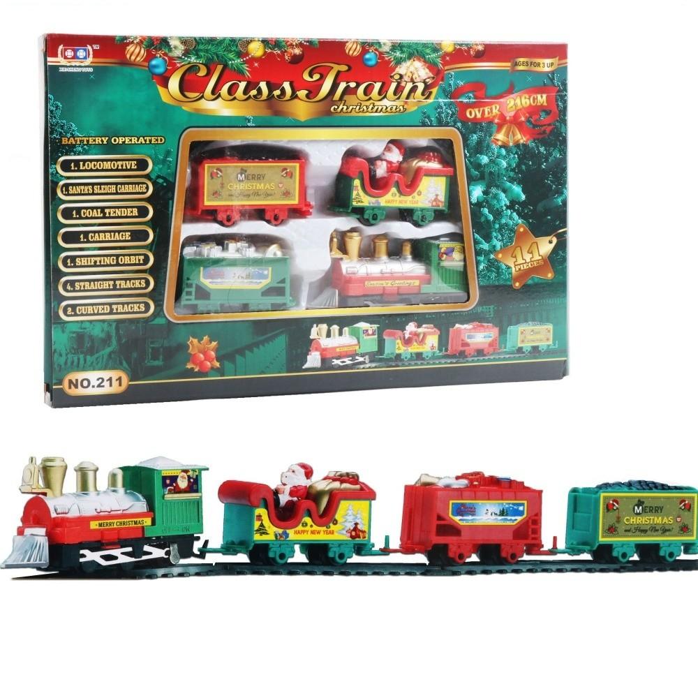ABS Electric Train Set Battery Powered Electric Rail Cart New Railway Car Toy Xmas Gifts