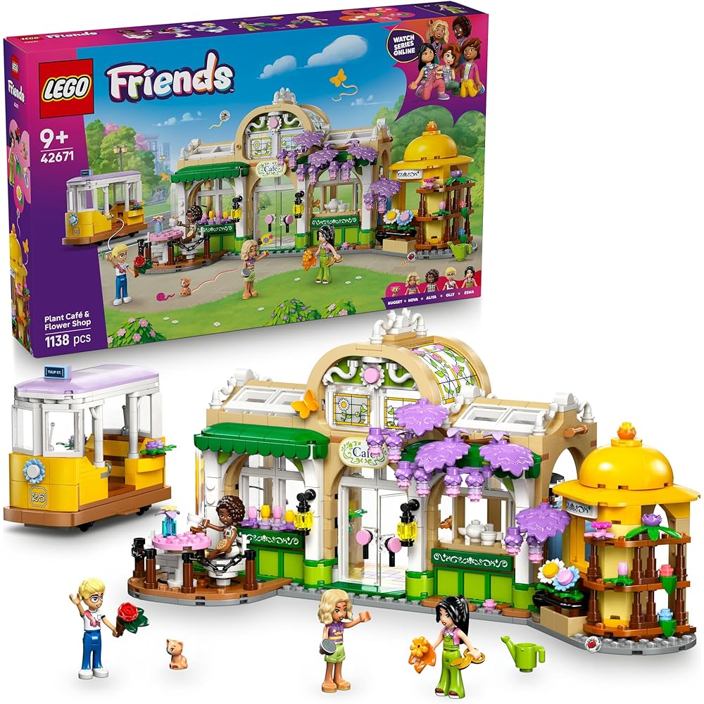 LEGO Friends Flower Shop Cafe Building Set with Plants and Accessories for Kids Age 9 to 11