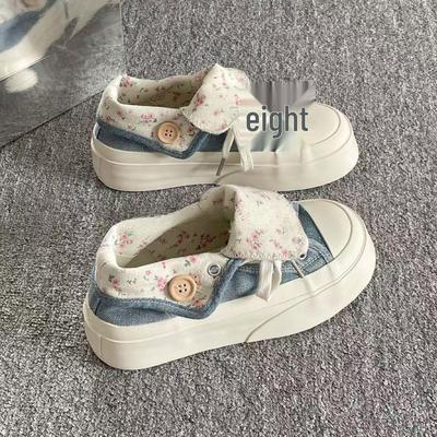 Женские парусиновые слипоны 2025 года - Трендовые, на толстой подошве, универсальные белые летние кроссовки