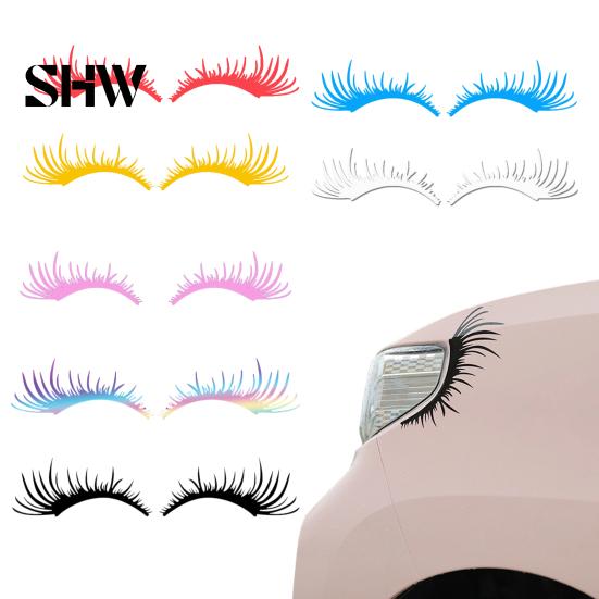 Exterior Car Decoration Accessories 2 Pairs Headlight Eyelash Stickers, Funny Auto Headlamp Decals, Decals for Cars Adhesive Cute Vehicle Stickers
