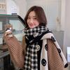 Smiley face scarf female winter cute girl Korean version versatile ins tide student knitted wool warm plaid