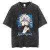 Jujutsu Kaisen Print Vintage Washed Tshirt Harajuku Japanese Anime Streetwear Graphic T-Shirt  Short Sleeve Cotton Tshirt