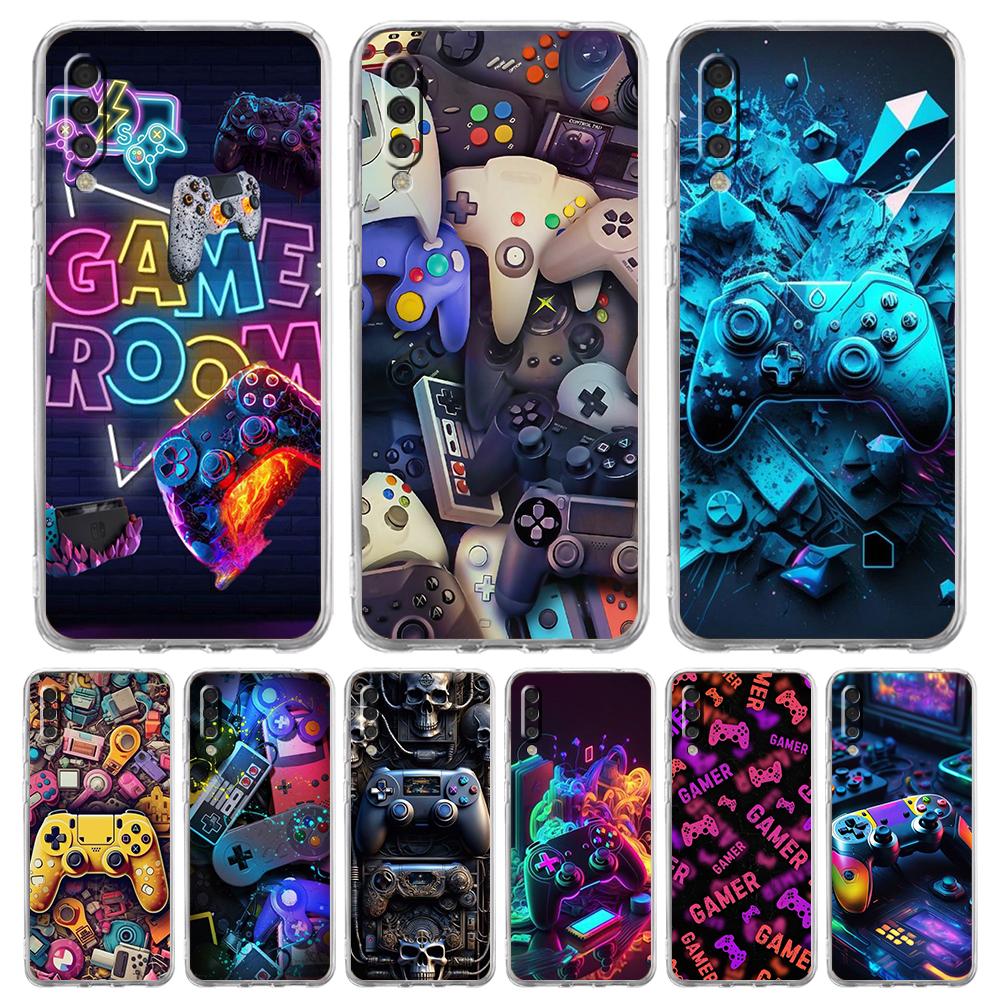 Game Controller Graphic Transparent Phone Case for Samsung Galaxy A16 A14 A12 A22 A24 A42 A02 A03S A06 A50 A70 A20 A30 A40 Cover