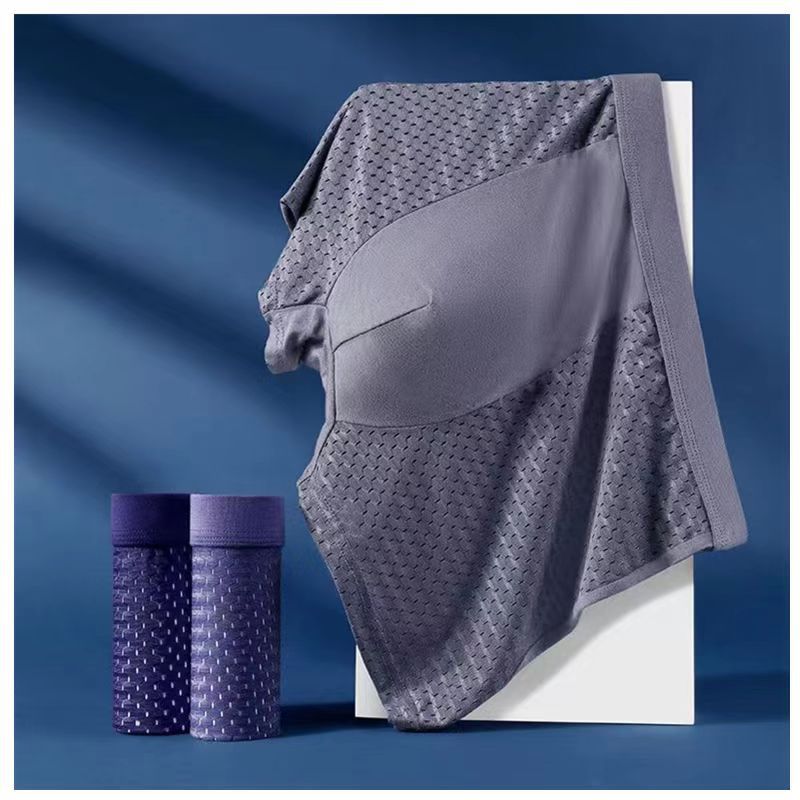 2 шт. мужские трусы, мужское нижнее белье, боксеры, шорты, летние, из ледяного шелка, сетчатые, дышащие, высокого качества, шорты с отверстиями, мужские сексуальные трусы