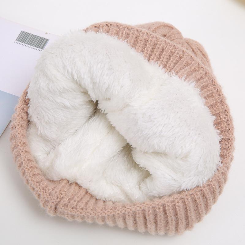 Новая шапка для женщин, зимняя теплая, с плюшем, утолщенная вязаная шапка, корейский стиль, для студентов, парная, с нашивкой, цифровая, пуловер, шапка от холода