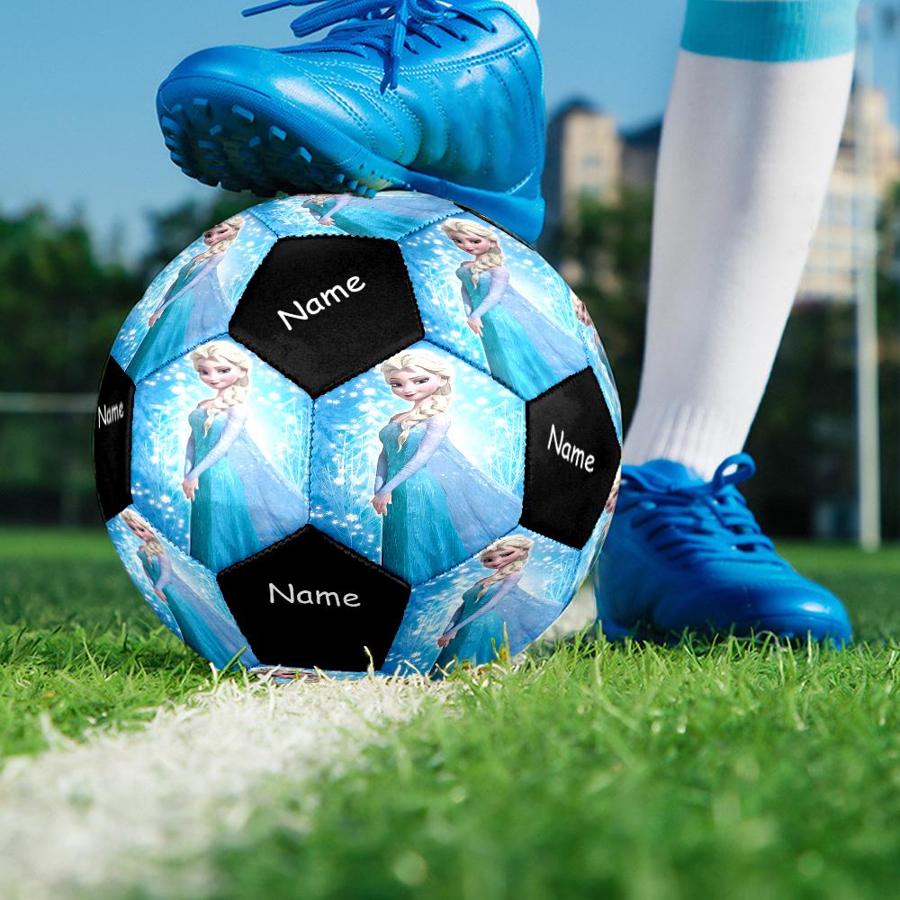 Custom Name Elsa Theme Size 5 Soccer Ball, Suitable for Both Indoor and Outdoor Matches, a Gift Suitable for Everyone.