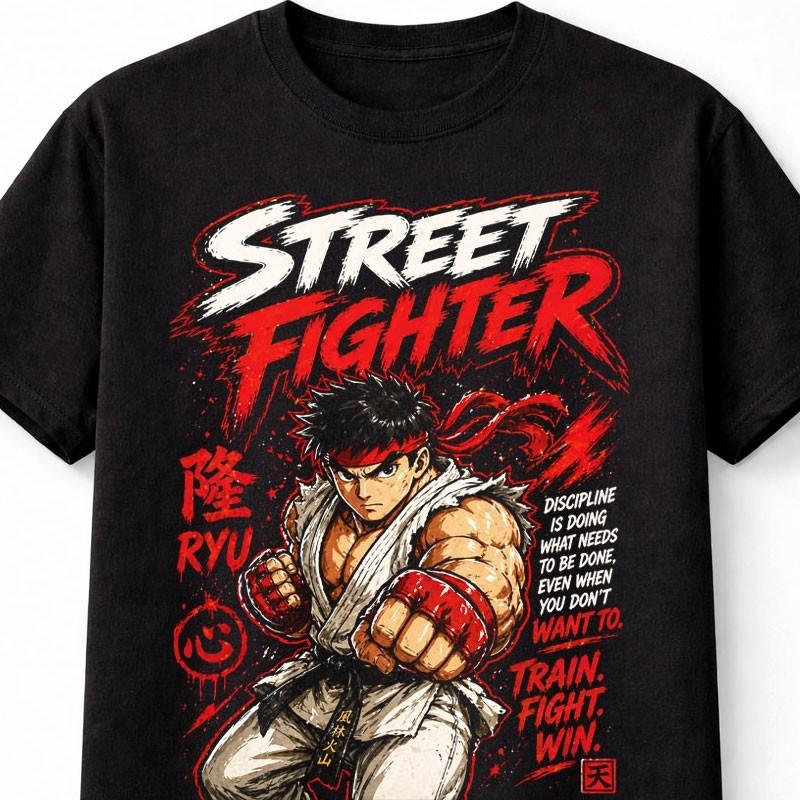 Street Fighter Ryu Ретро Аркадная Игровая Графика Унисекс Футболка