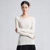 Fengxun Seamless Low Round Neck Silk Cashmere Blend Base Layer Sweater