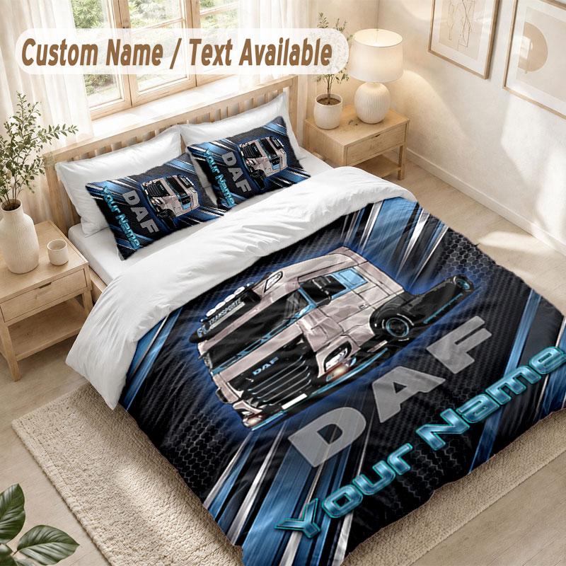 Custom Name Bedding Set 3 PiecesDAF Print Duvet Cover + 2 Pillowcases Soft Bed Decor