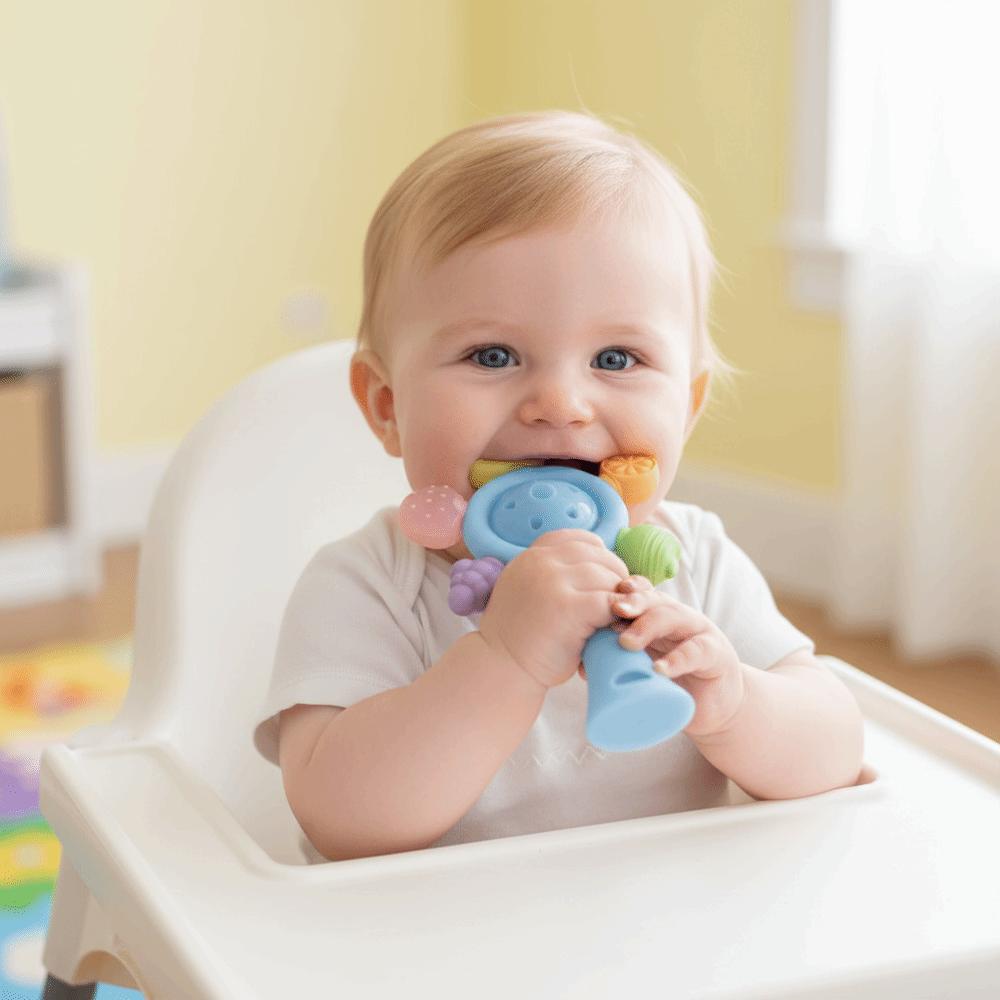 Safe Silicone Teether Candy Color Sensory Toys Cute Teething Ring Nursing