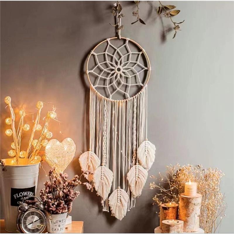 Гобелен из хлопковой веревки ручной работы в европейском стиле с кисточками, Домашнее настенное украшение, Мягкое украшение