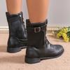 Ретро-сапоги для женщин 2024 года, зимние новые, популярные, универсальные и удобные, большого размера, короткие сапоги, рыцарские сапоги на толстом каблуке
