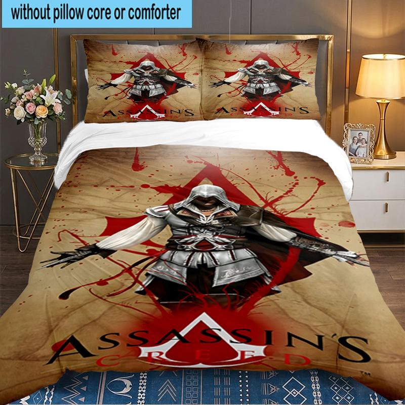 3PCS Assassin Bedding Set,Including 1pc Duvet Cover And 2pcs Pillowcases Perfect for Bedroom, Dormitory, Large size Fan Christmas gift