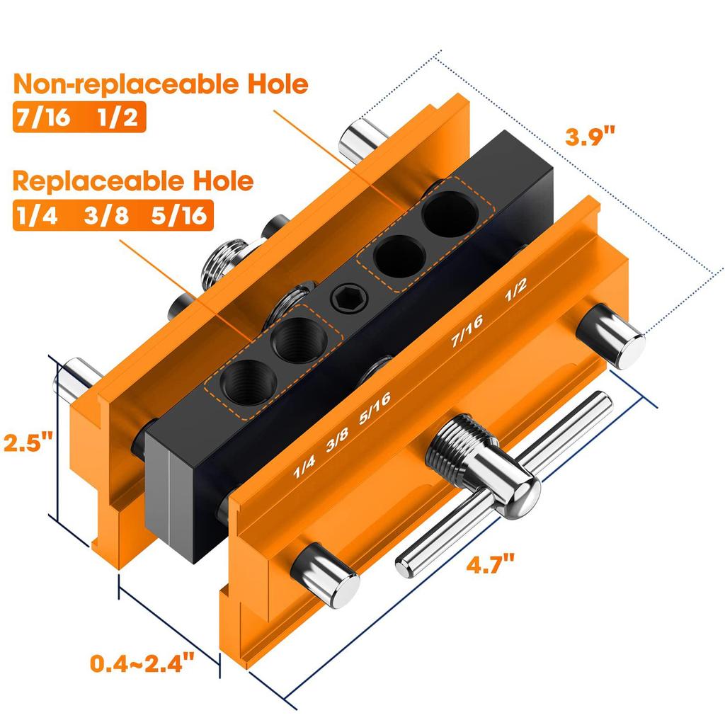 Зажим для сверла с прямым отверстием, комплект разъемов для печенья с 6 направляющими втулками для сверла, зажим для принадлежностей для электроинструмента с регулируемой шириной дрели