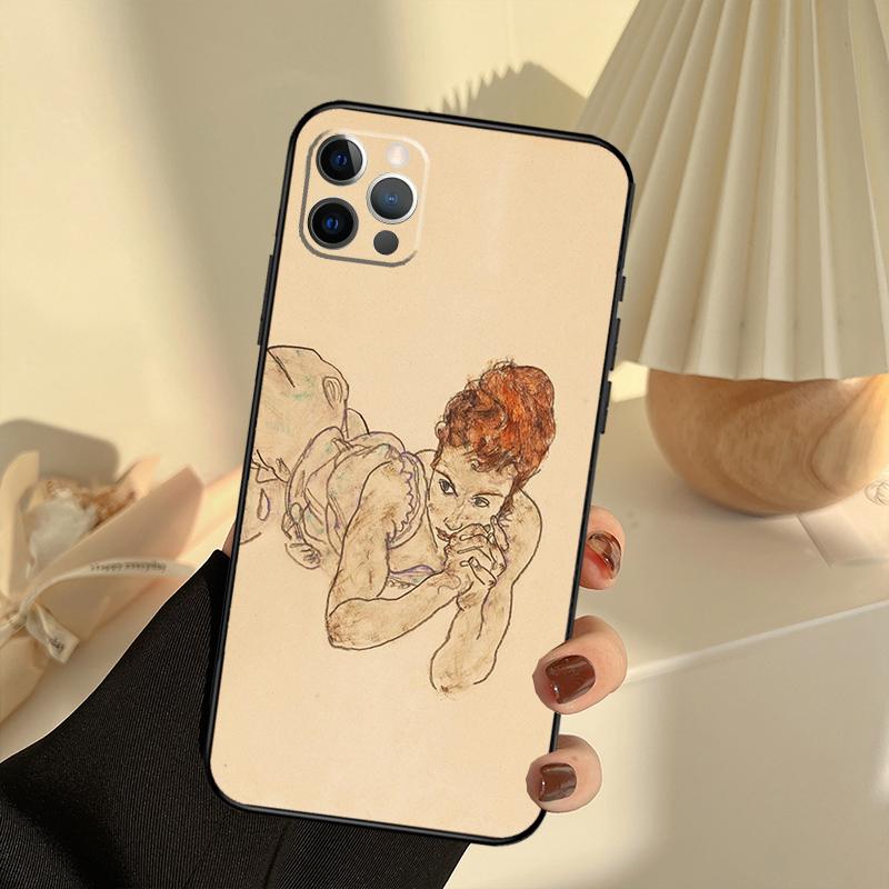 Egon Schiele Case For iPhone 11 12 13 14 15 16 Pro Max Cover For iPhone 13 12 Mini XR X XS Max Plus