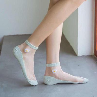 Женские носки Чулки на хлопковой подошве Весна и лето Короткие чулки средней длины Впитывающие пот нескользящие носки Женские чулки и чулочно-носочные изделия