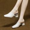 Fashion Women's Slippers and Ladies Sandals Outside Shoes Mules Heeled Off White Slides On Promotion Korea Style Elegant Fashionable Pvc