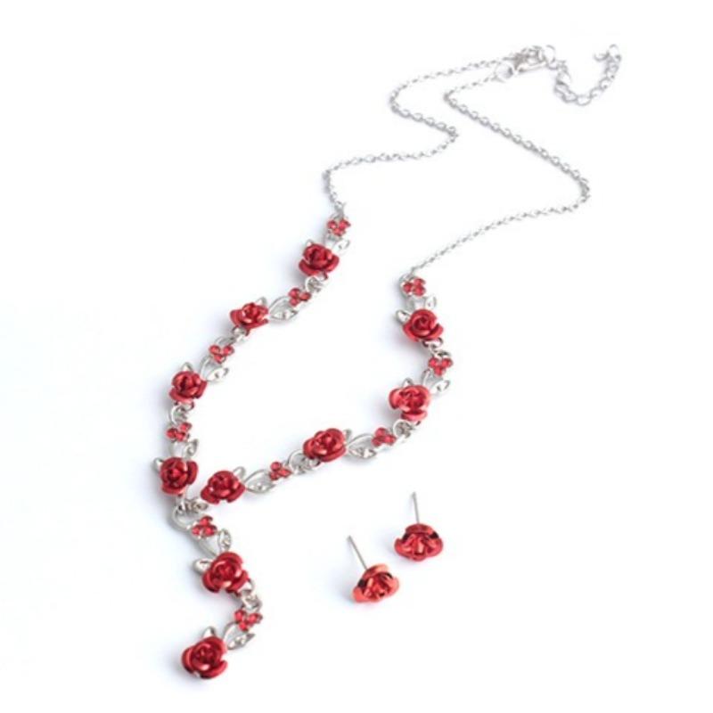 Винтажный набор колье и серег из сплава с розой и виноградной лозой, модная кисточка с расписанной розой, свадебные аксессуары, элегантные ювелирные аксессуары