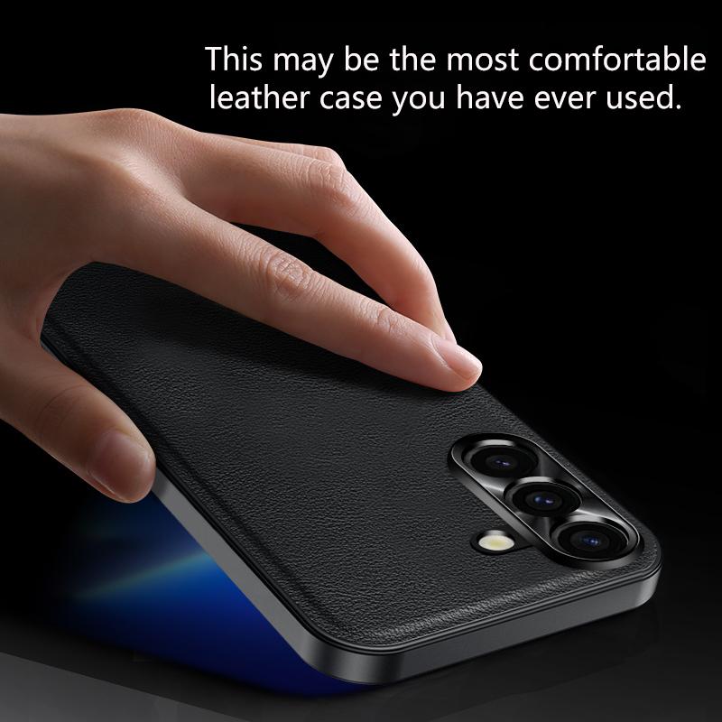 Металлический чехол-книжка с защитой камеры из кожи для Samsung Galaxy S25 S24 S23 S21 FE S22 Ultra S25 Plus с силиконовыми краями и задней крышкой