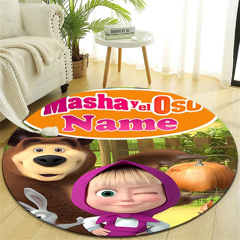 Personalized M-Masha and the Bear Round Chair Office Rug - Perfect for Mat, Office Chair & More - Ideal Gift for Birthdays and Holidays