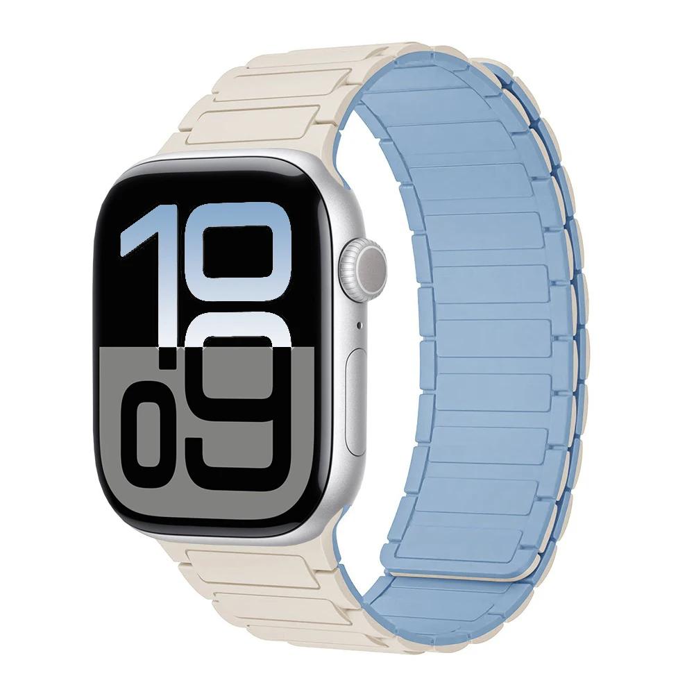 New Magnetic Silicone Strap for Apple Watch Band Ultra 3/2 49mm 11 10 46mm 42mm Bracelet Belt iWatch 9 8 7 6 5 SE 45mm 41mm 44mm