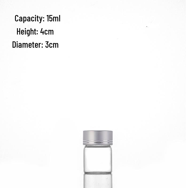 High-Transparency Glass Control Bottle with Silver Cut-Line Aluminum Cap, Portable 30mm Sealed Agarwood Display Bottle.