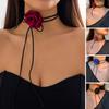 Flower Necklace Long Tassel Solid Color Soft Fabric Rose Choker Elegant Dress-Up Exquisite Neck